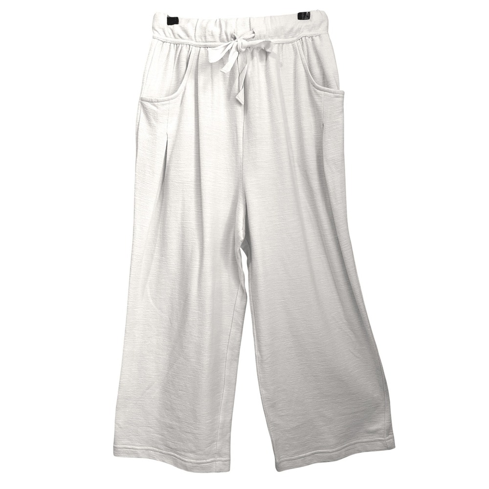 Free People Free-est Cream Textured‎ Wide Leg Crop Drawstring Pants XS OB2241885
